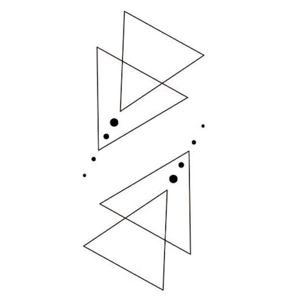 Petit tatouage éphémère (temporaire) de triangles et points, faux tatouage