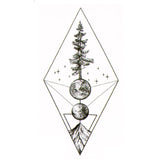 Tatouage ephemere espace - Arbre et lune géométrique - Faux tatouage skindesigned
