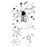 Tatouage ephemere - Astronaute système solaire minimaliste - espace