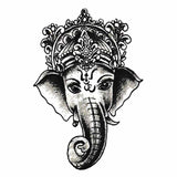 Tatouage ephemere - Éléphant indien Ganesh avec ohm et coiffe - Femme
