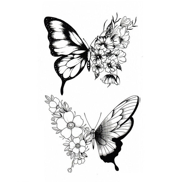 Tatouage éphémère femme - Mi papillon mi fleurs | SkinDesigned