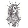 Tatouage ephemere - Femme zombie 2 (mort vivant) avec la couronne de la statue de la liberté, façon the walking dead par Skindesigned. 