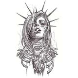 Tatouage ephemere - Femme zombie 2 (mort vivant) avec la couronne de la statue de la liberté, façon the walking dead par Skindesigned. 