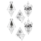 Tatouage ephemere - Arbre montagne et cerf géométrique - COLLAB