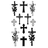 Tatouage éphémère, tatouage temporaire - Minimaliste de petites croix chrétiennes avec rose