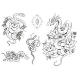 Tatouage ephemere collab - Serpent, œil et Dragon - Reborn tattoo Morgane