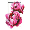 Tatouage ephemere de pivoine rose dans un cadre rectangulaire. Décalcomanie à coller.