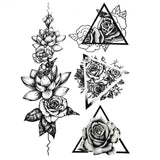 Tatouage ephemere pack de roses géométriques - Tatouage temporaire Skindesigned