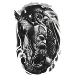 Tatouage ephemere - Dieu Viking et corbeau (odin, zeus) | SkinDesigned