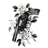 Faux tatouage - Guns and roses 5 (pistolet et roses) Tattoo ephemere Skindesigned