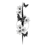 Tatouage éphémère (temporaire) - Fleurs et papillons géométriques. Skindesigned
