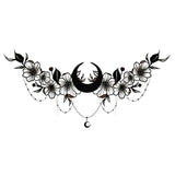 Tatouage ephemere underboobs floral et croissant de lune, Skindesigned