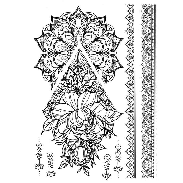 Tatouage éphémère Mandala floral, bracelet et unalomes - Skindesigned