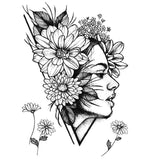 Tatouage ephemere geometrique - visage de femme floral - Skindesigned