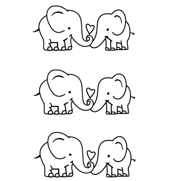 Tatouage éphémère - couple d'éléphants - Amour, cœur | Mignon, enfant.